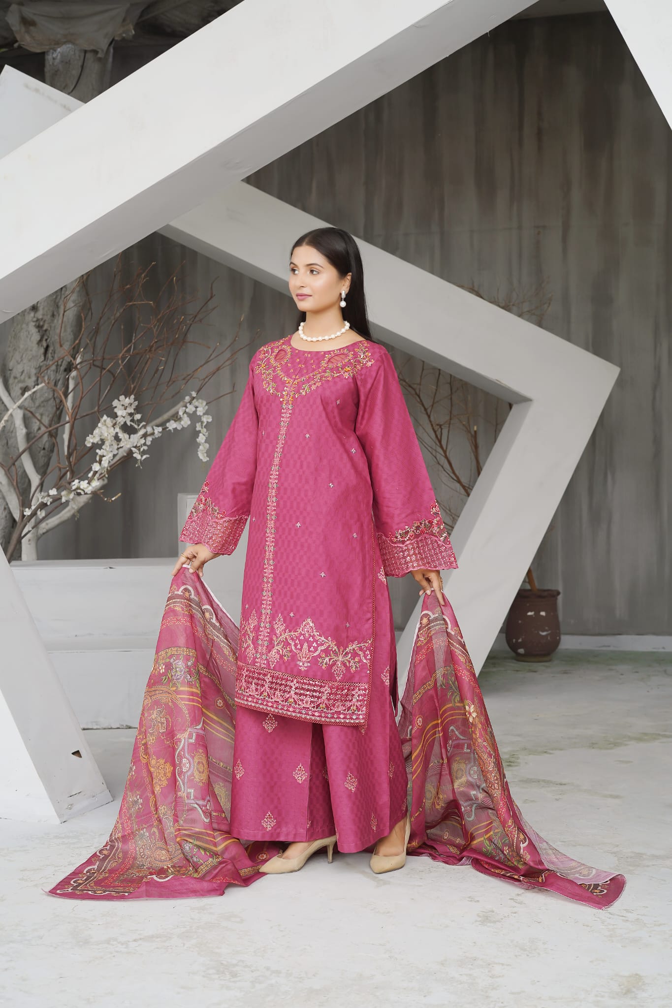 Elegant Embroidered 3-Piece Suit